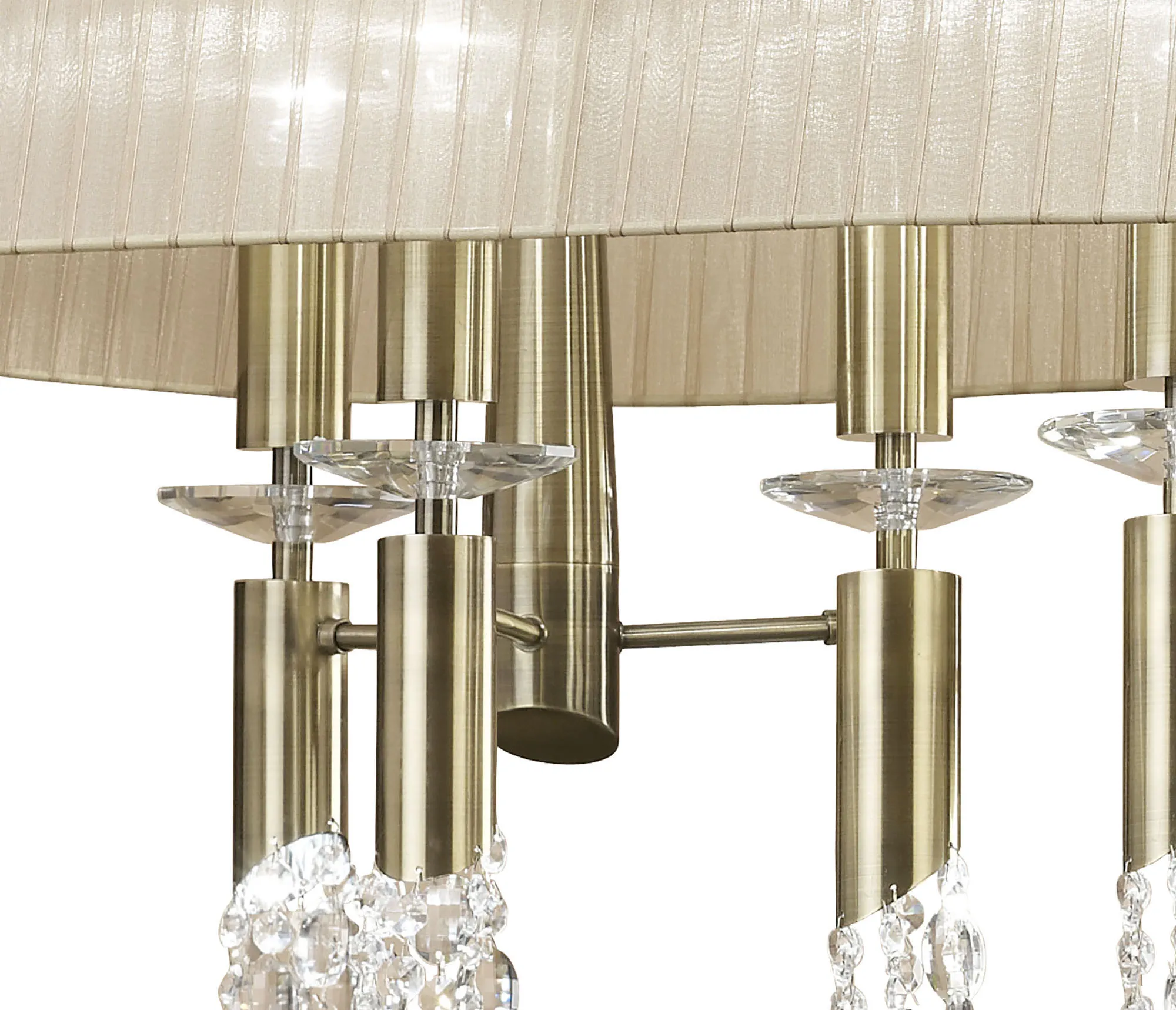 Tiffany AB Crystal Pendant 6+6 Light Antique Brass M3873  Mantra Tiffany Antique Brass-Soft Bronze